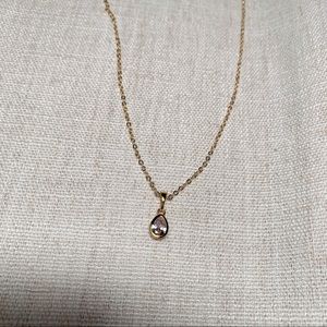 teardrop gem necklace - gold filled